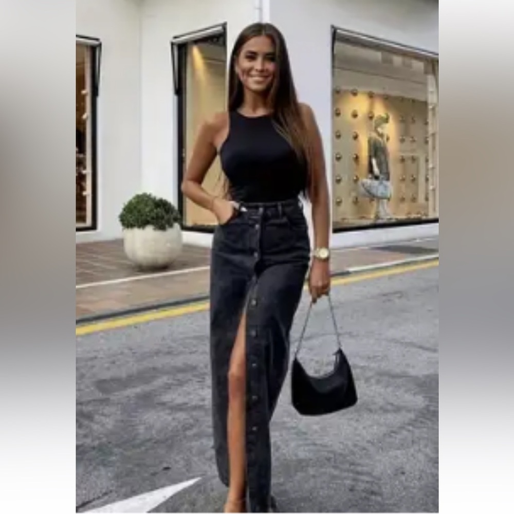 Black jean skirt